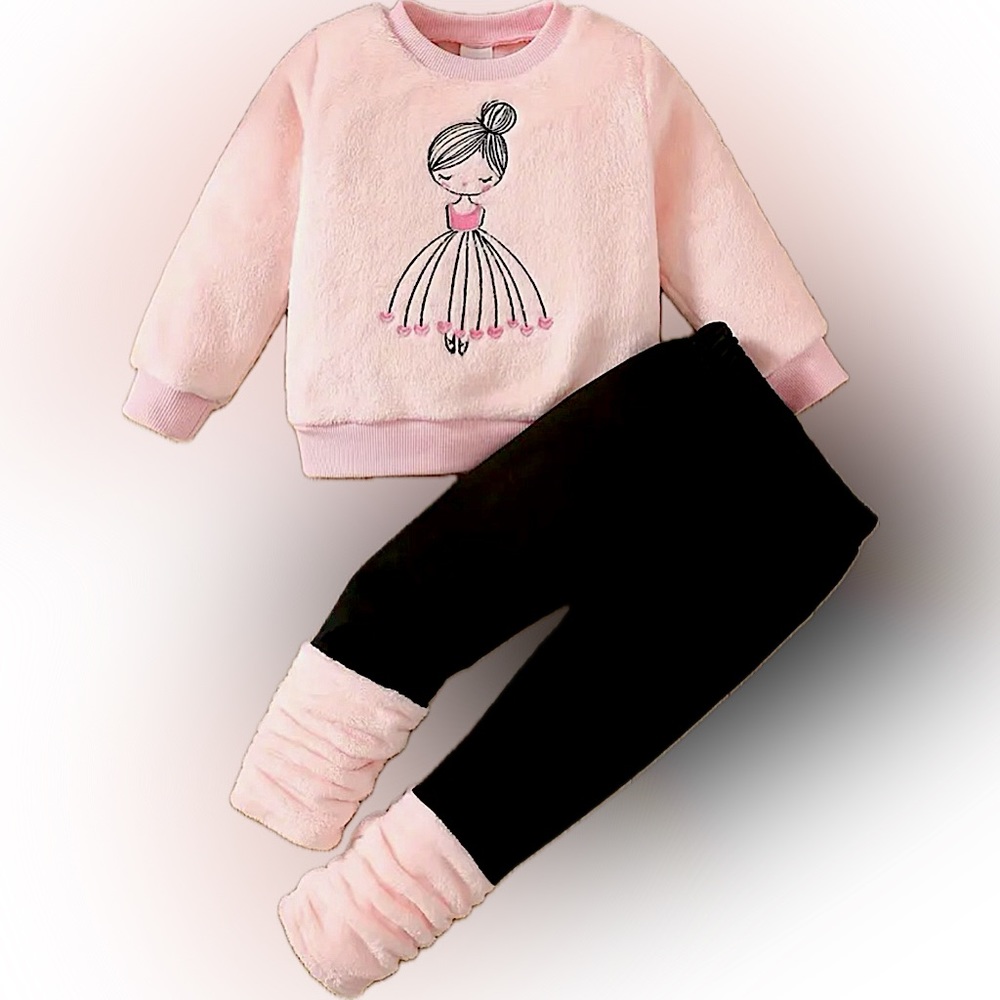 Little Girl Two-Piece Embroidered Casual Set